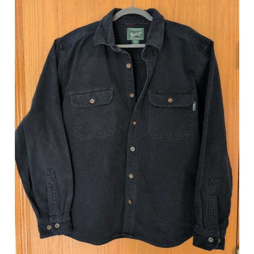 Vtg 90s Woolrich Shirt Men's XL Expedition Chamois Flannel 100% Cotton Navy Blue
